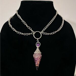 Hand Crafted Amethyst Silver and Purple Pendant Necklace